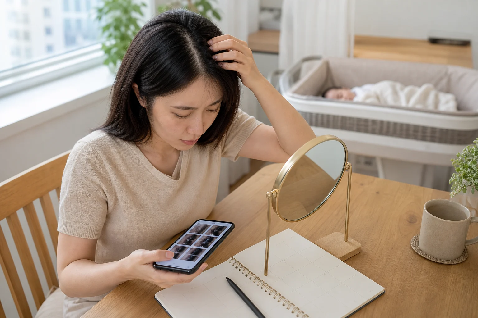탈모 병원 상담 정보를 확인하는 상담 준비 장면