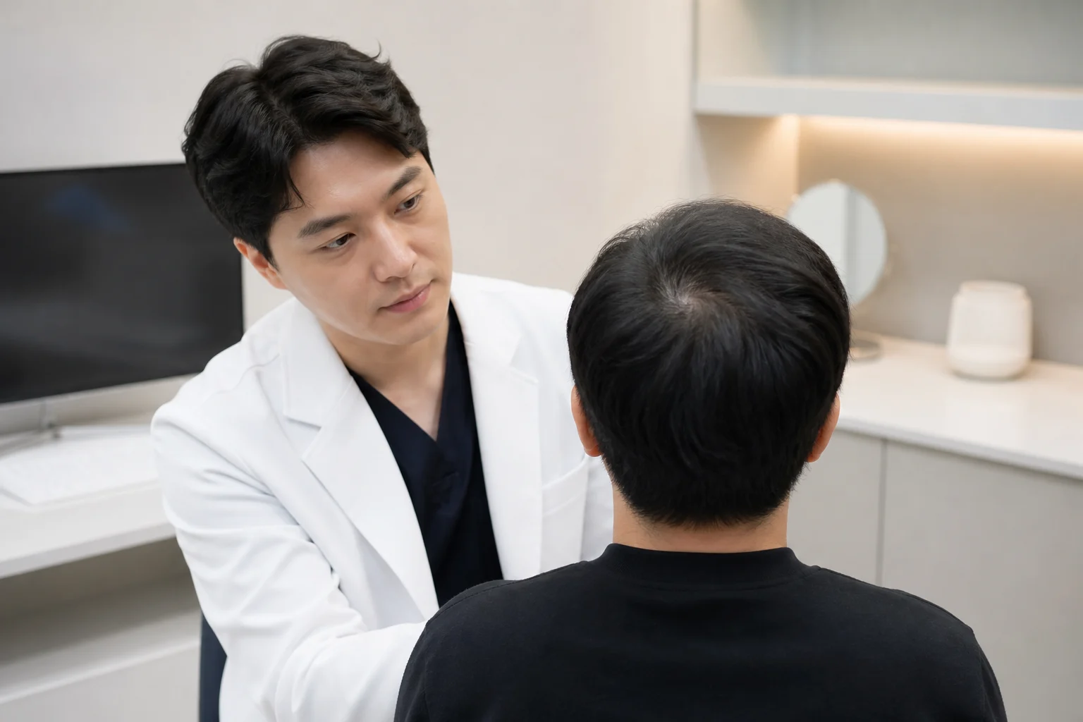 어린이 탈모 병원 정보를 확인하는 상담 준비 장면